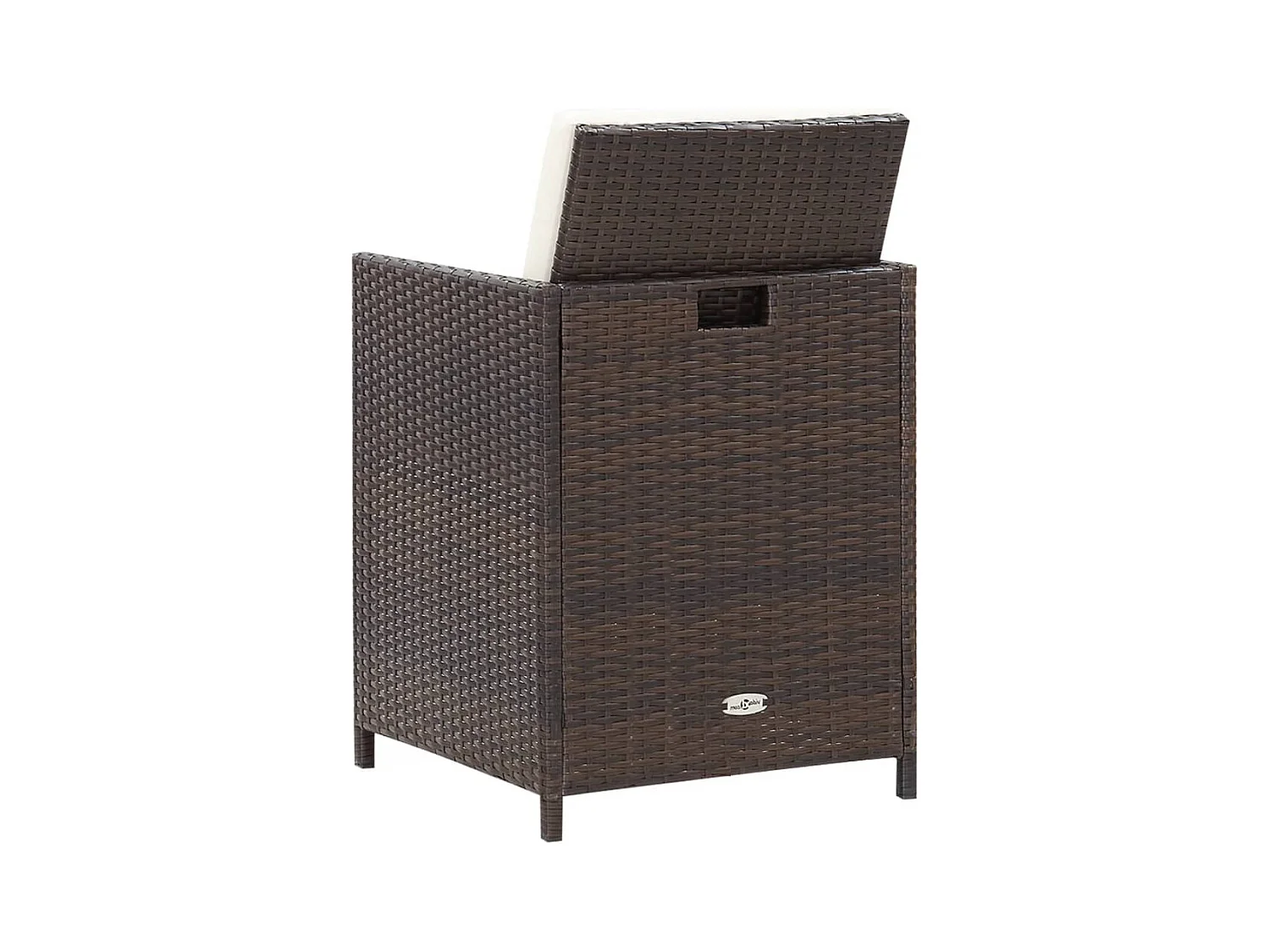 Conjunto de 4 sillas y taburetes de jardín, mimbre marrón