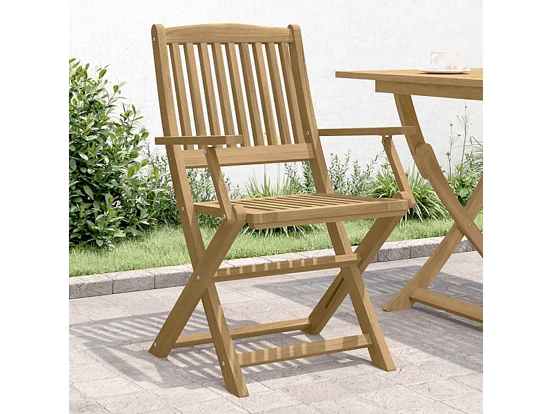 Set di 4 sedie da giardino pieghevoli in legno massello di acacia