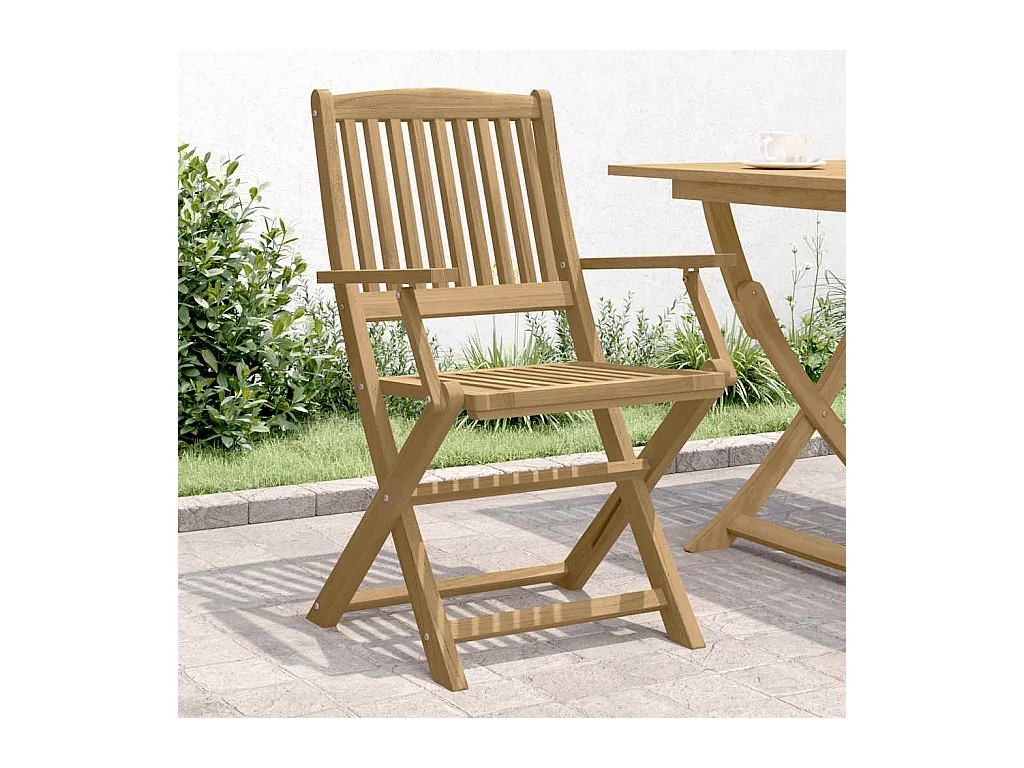 Conjunto de 4 sillas de jardín plegables de madera maciza de acacia.