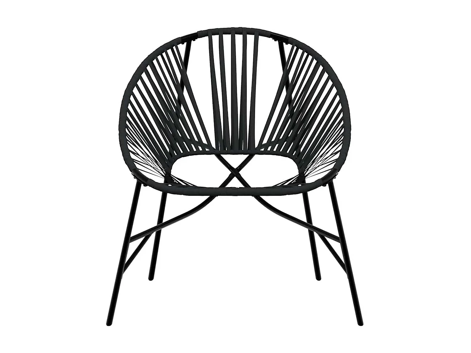 Lot de 3 Chaise de jardin noir résine tressée