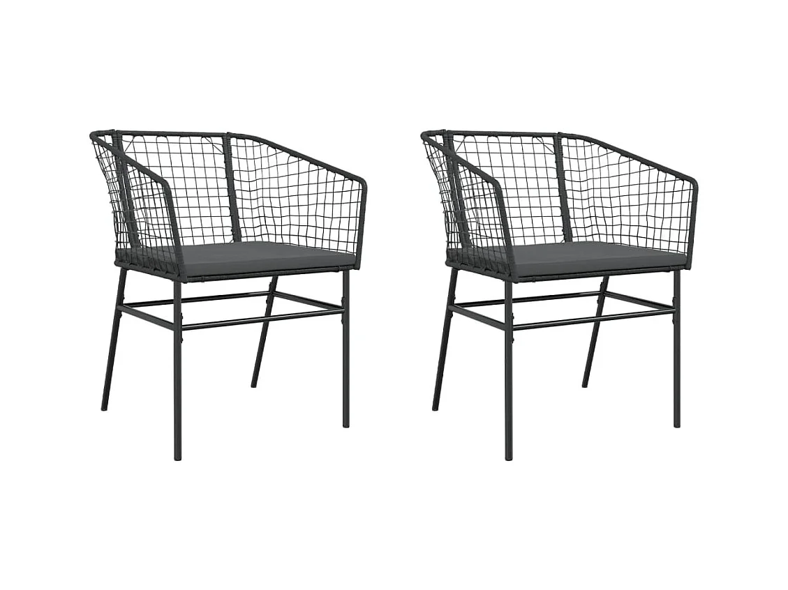 Set van 2 tuinstoelen met zwarte geweven harskussens