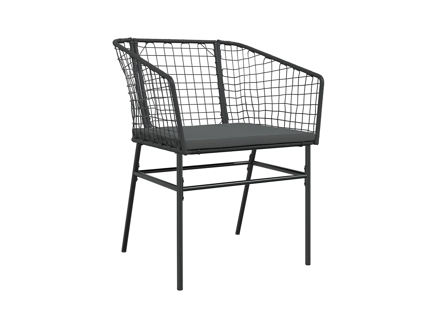 Set van 2 tuinstoelen met zwarte geweven harskussens