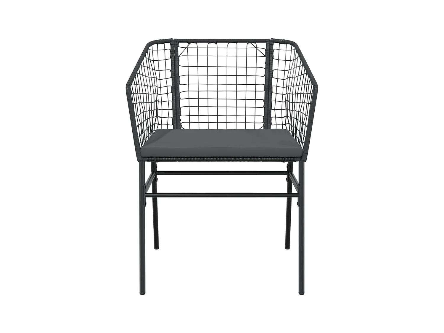 Set van 2 tuinstoelen met zwarte geweven harskussens