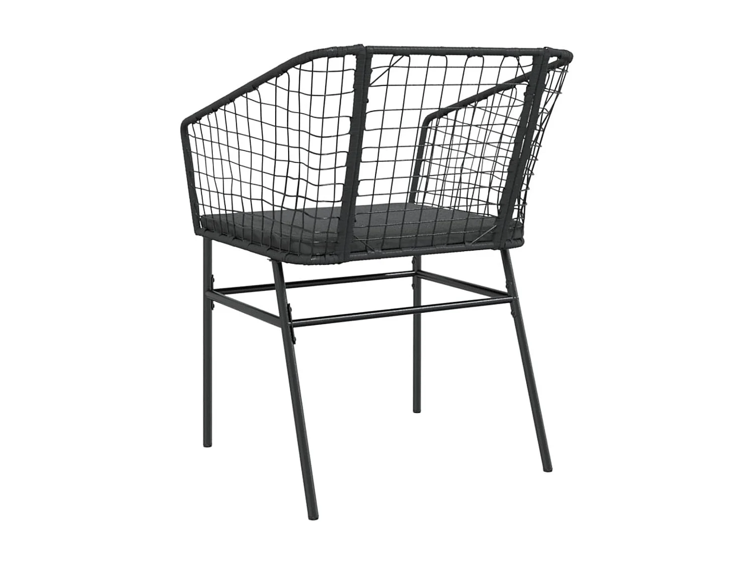 Set van 2 tuinstoelen met zwarte geweven harskussens