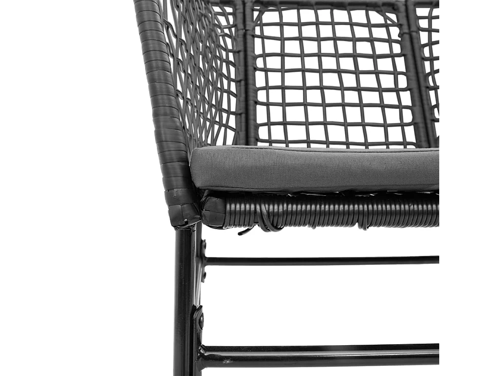 Set van 2 tuinstoelen met zwarte geweven harskussens