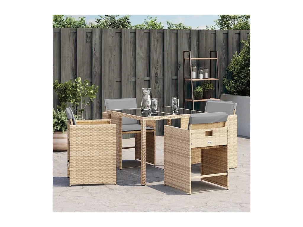 Chaises de jardin avec coussins lot de 4 mélange beige