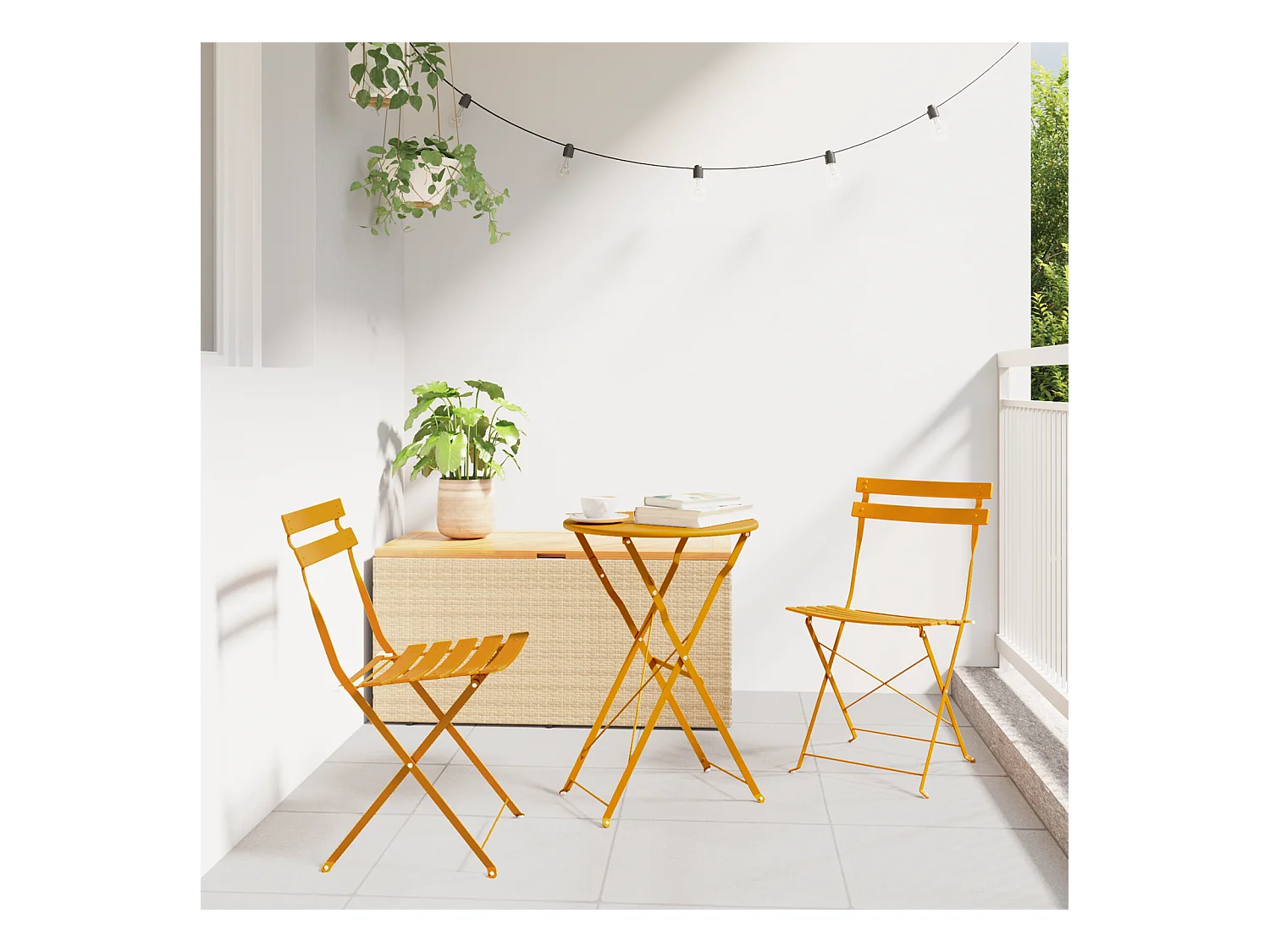 Chaises de jardin pliantes 2 pcs Jaune moutarde Acier
