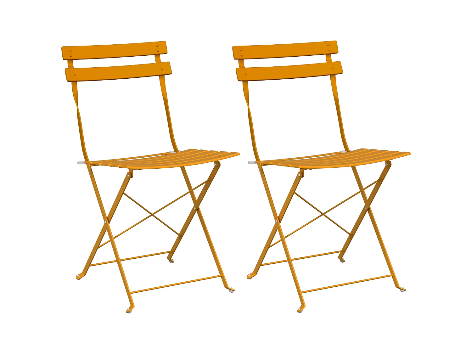 Chaises de jardin pliantes 2 pcs Jaune moutarde Acier