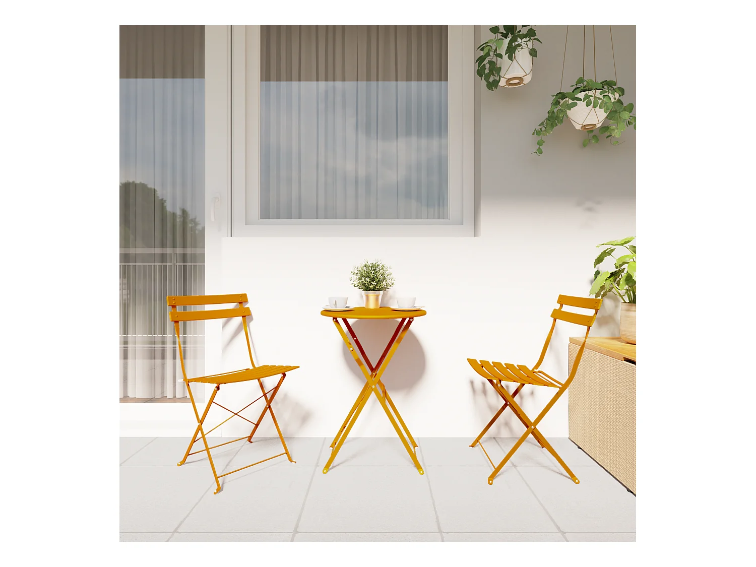 Chaises de jardin pliantes 2 pcs Jaune moutarde Acier