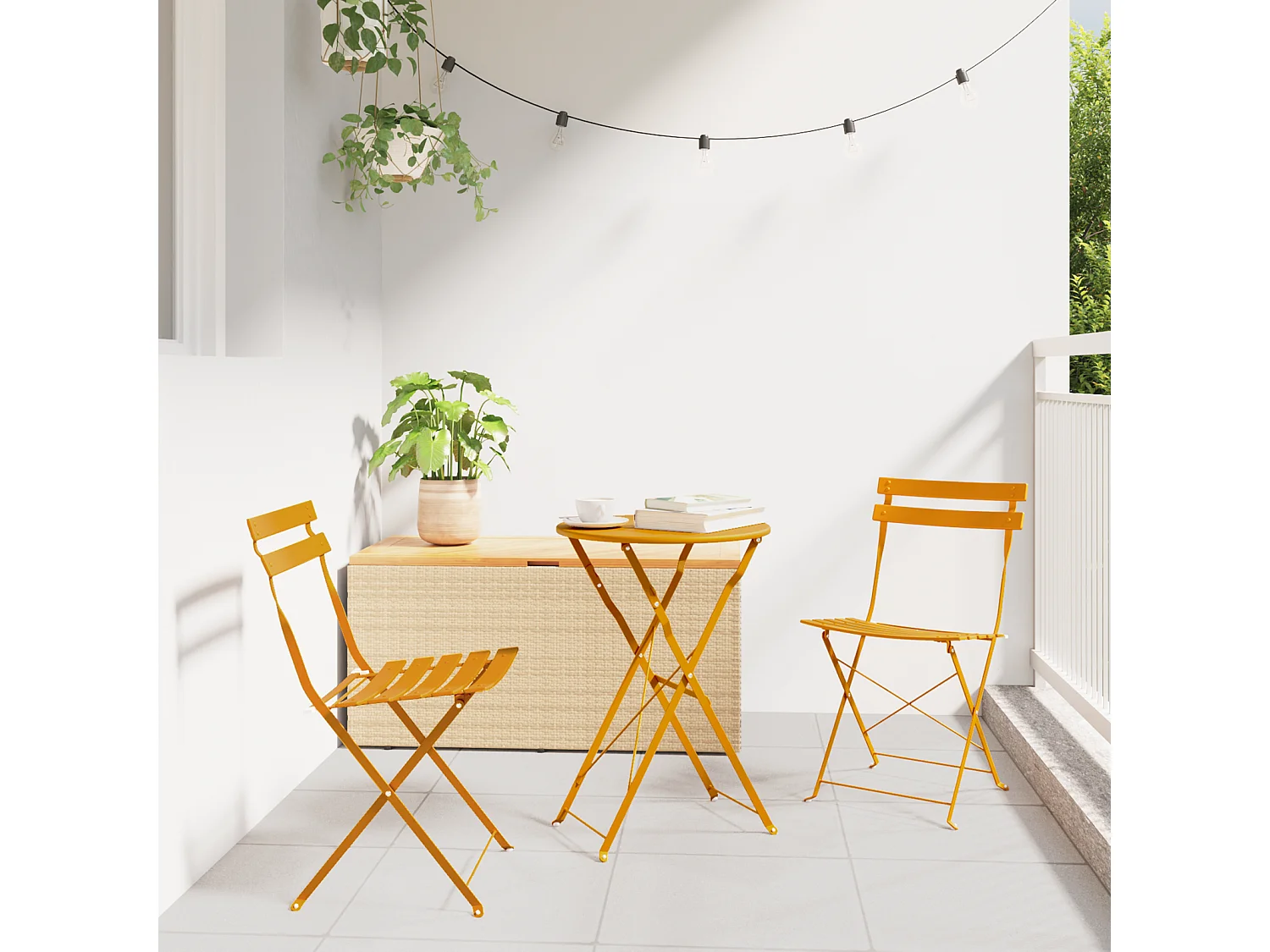 Chaises de jardin pliantes 2 pcs Jaune moutarde Acier