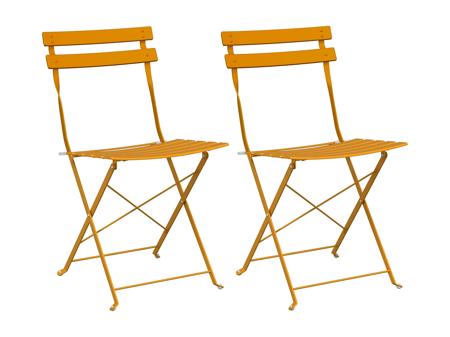 Chaises de jardin pliantes 2 pcs Jaune moutarde Acier