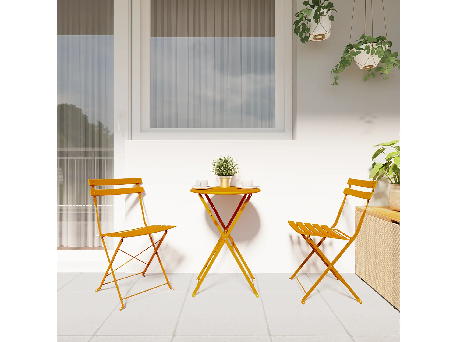 Chaises de jardin pliantes 2 pcs Jaune moutarde Acier
