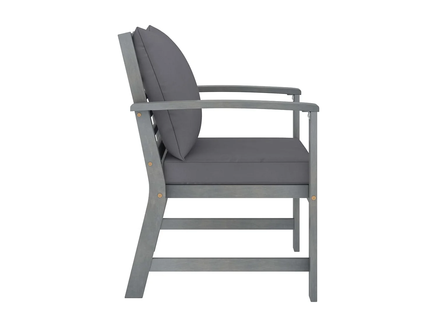 Chaises de jardin lot de 2 avec coussins gris foncé Bois acacia