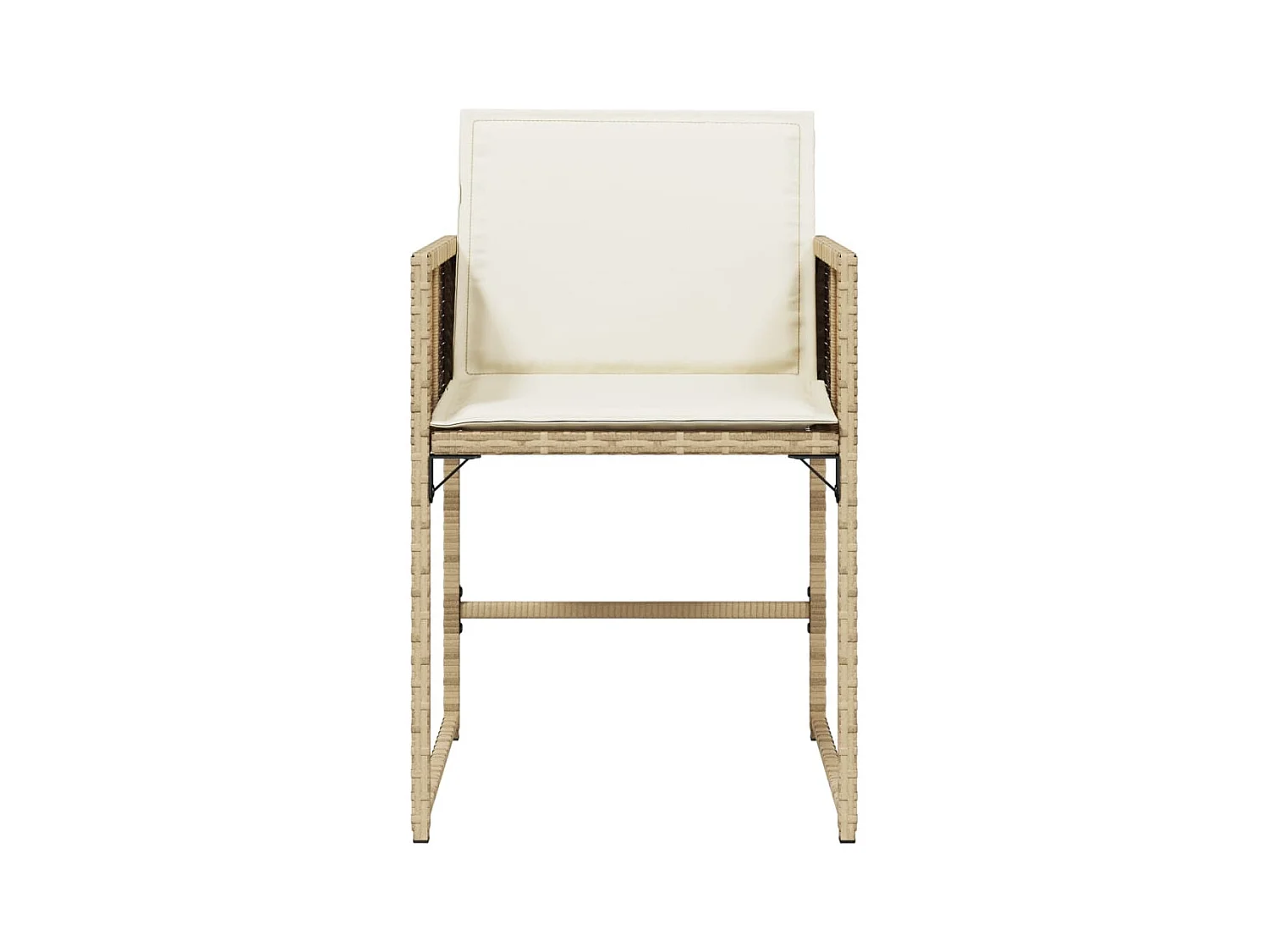 Sedie da giardino con cuscini, set da 4, beige, resina intrecciata