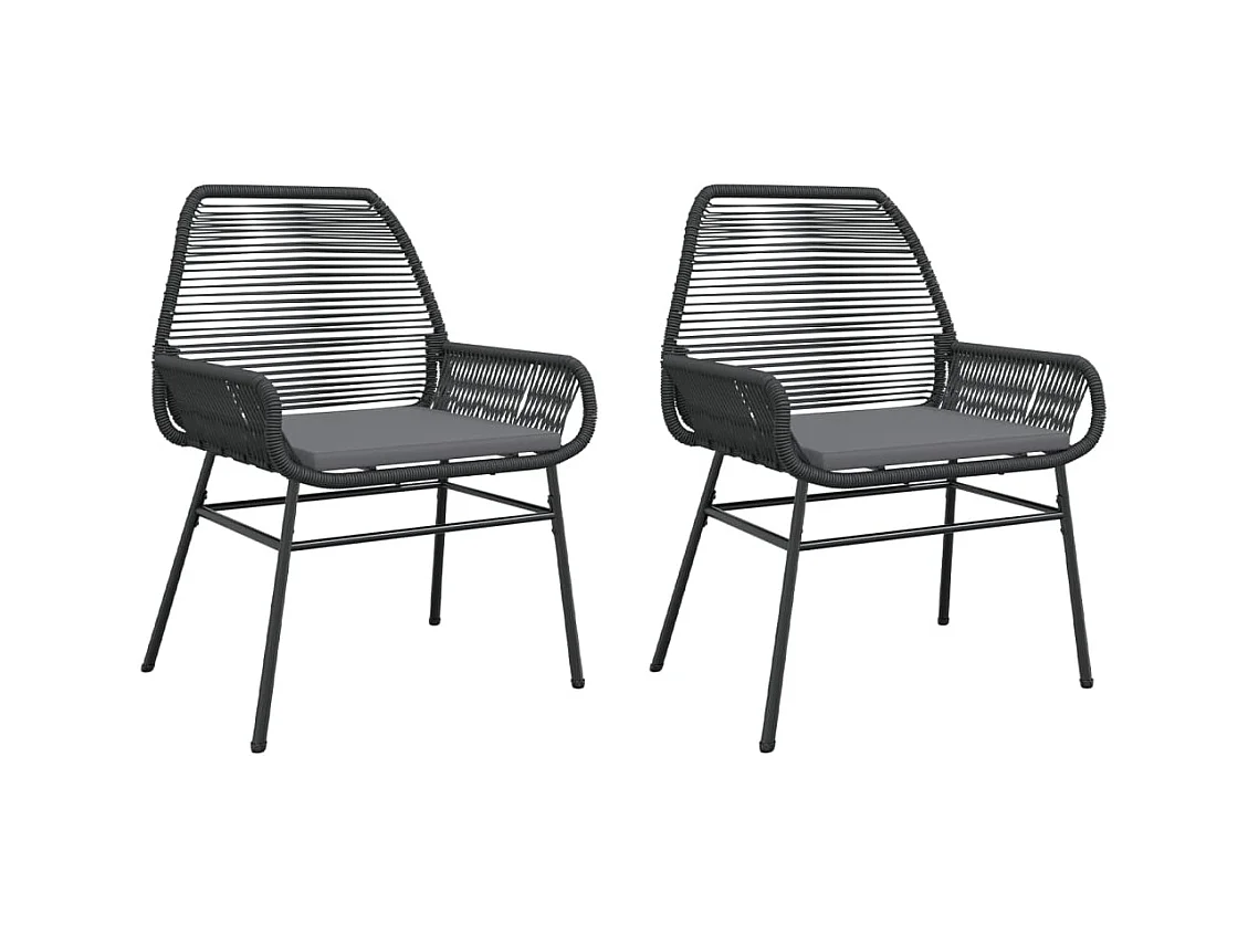 Chaises de jardin lot de 2 avec coussins noir résine tressée