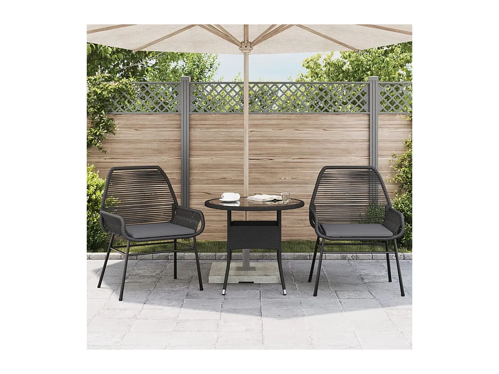 Chaises de jardin lot de 2 avec coussins noir résine tressée