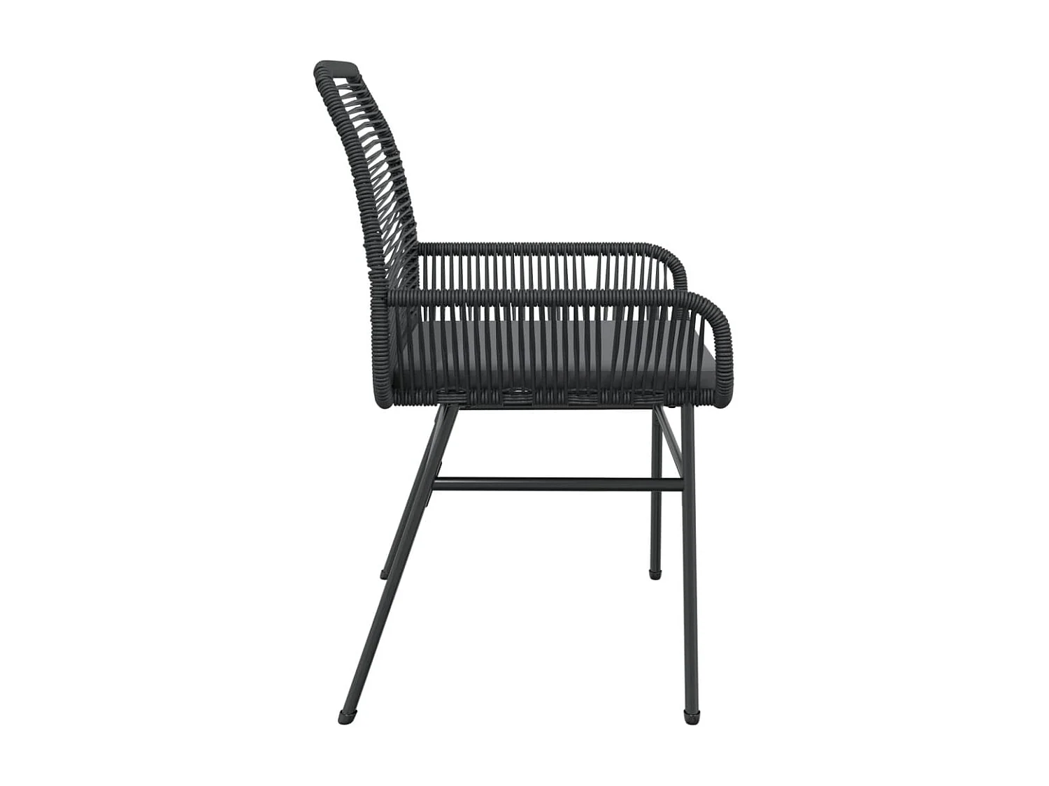 Chaises de jardin lot de 2 avec coussins noir résine tressée