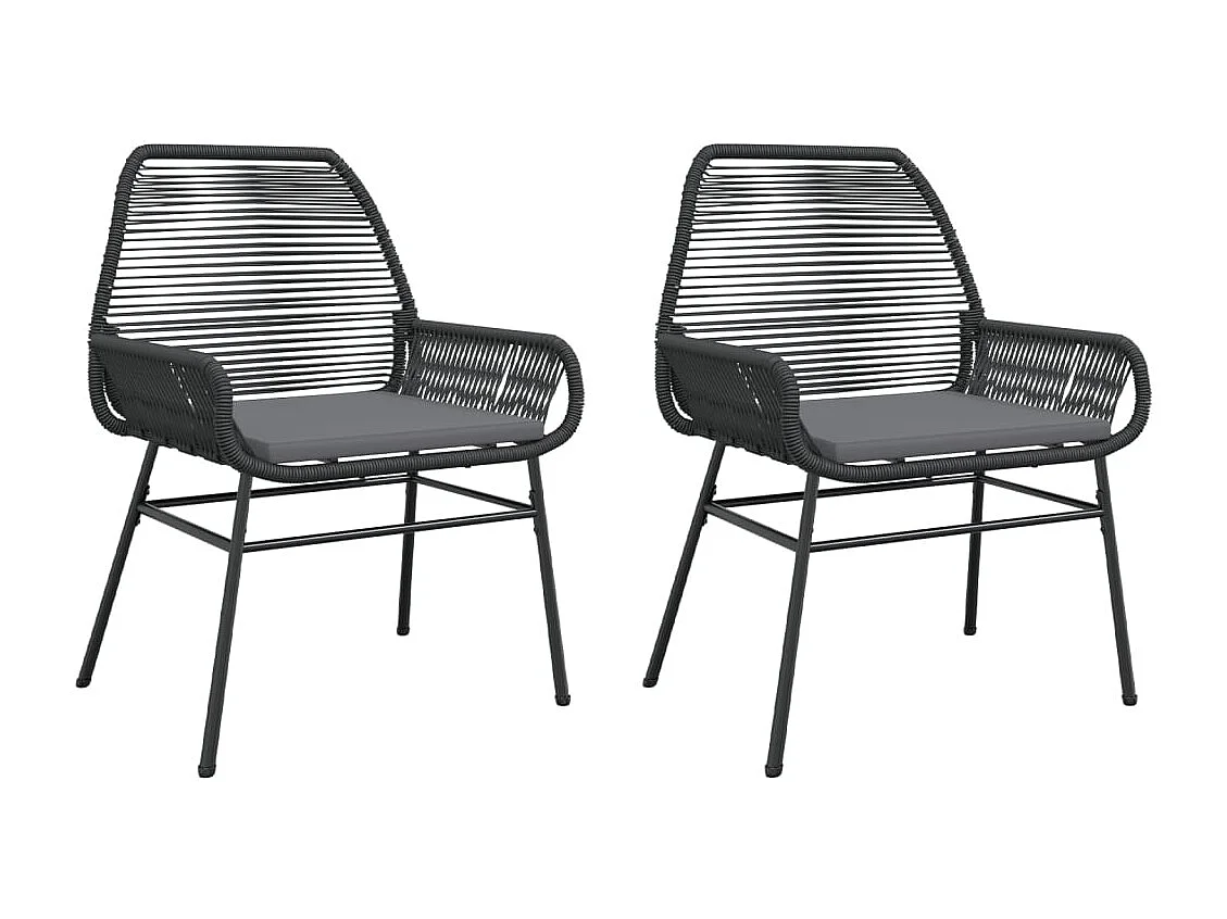 Chaises de jardin lot de 2 avec coussins noir résine tressée