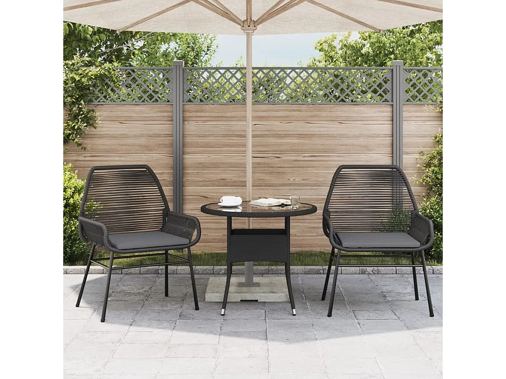 Chaises de jardin lot de 2 avec coussins noir résine tressée