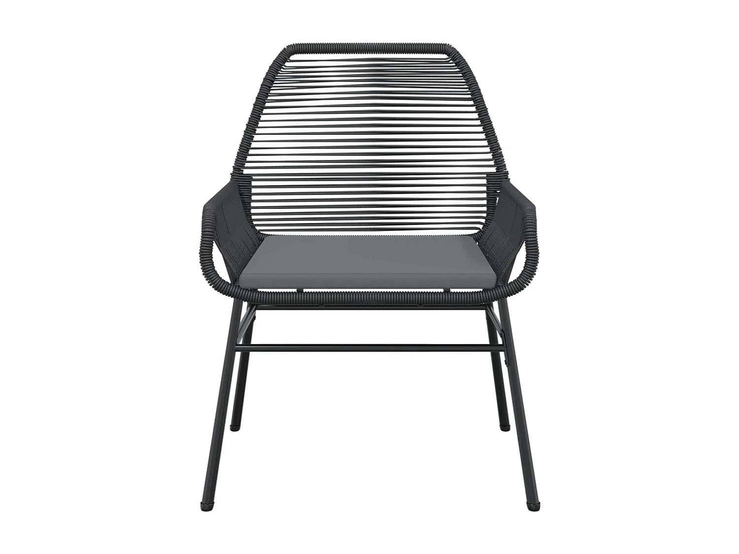 Chaises de jardin lot de 2 avec coussins noir résine tressée