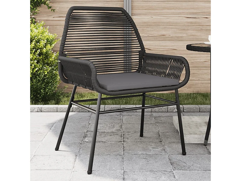 Chaises de jardin lot de 2 avec coussins noir résine tressée