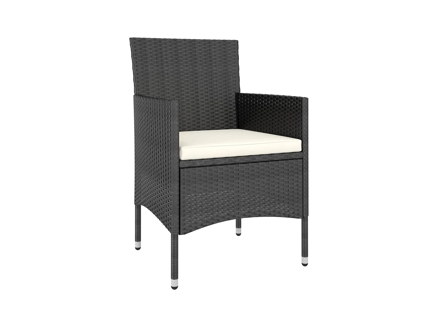 4-delige tuinstoel- en krukset van zwart riet