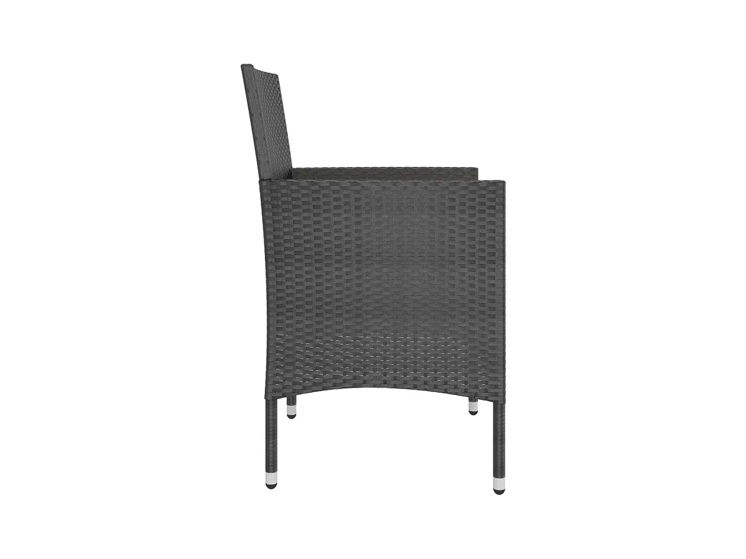 4-delige tuinstoel- en krukset van zwart riet