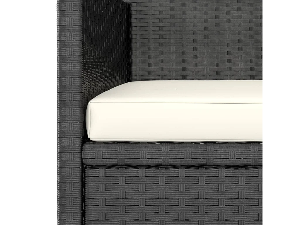 4-delige tuinstoel- en krukset van zwart riet