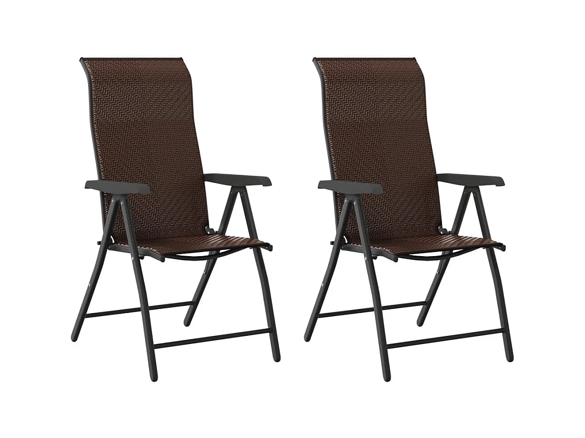 Chaises pliables de jardin lot de 2 marron résine tressée