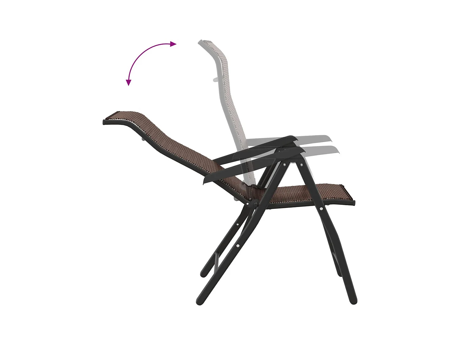 Chaises pliables de jardin lot de 2 marron résine tressée