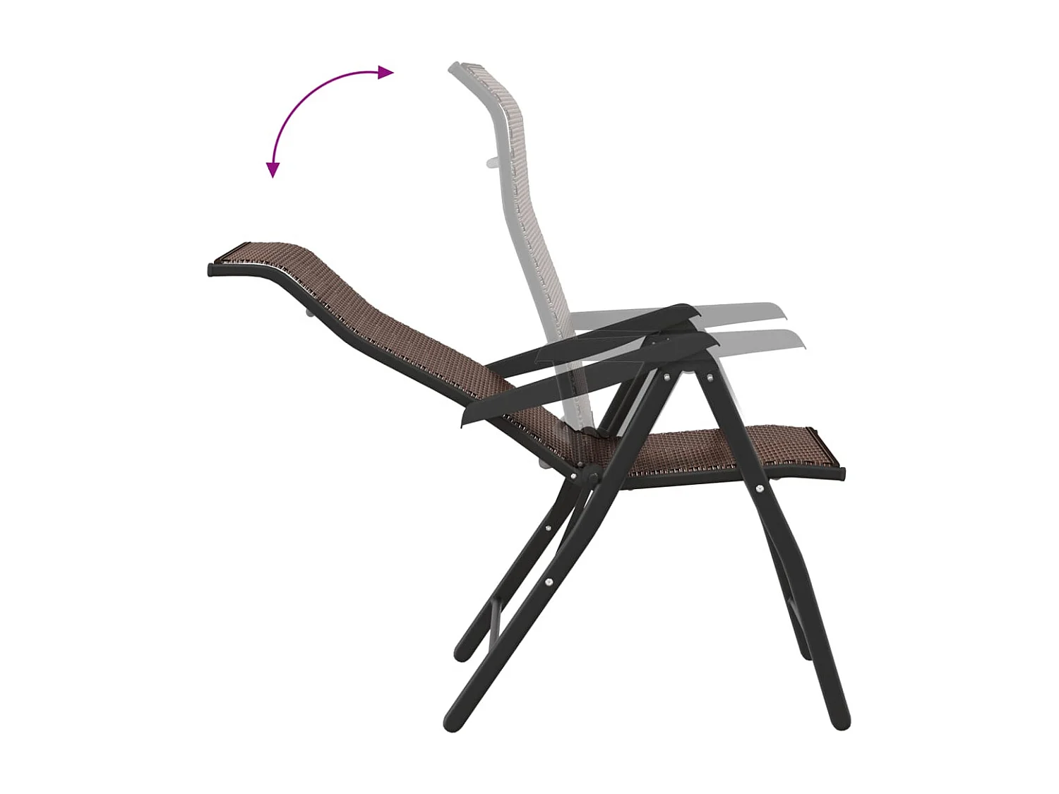 Chaises pliables de jardin lot de 2 marron résine tressée