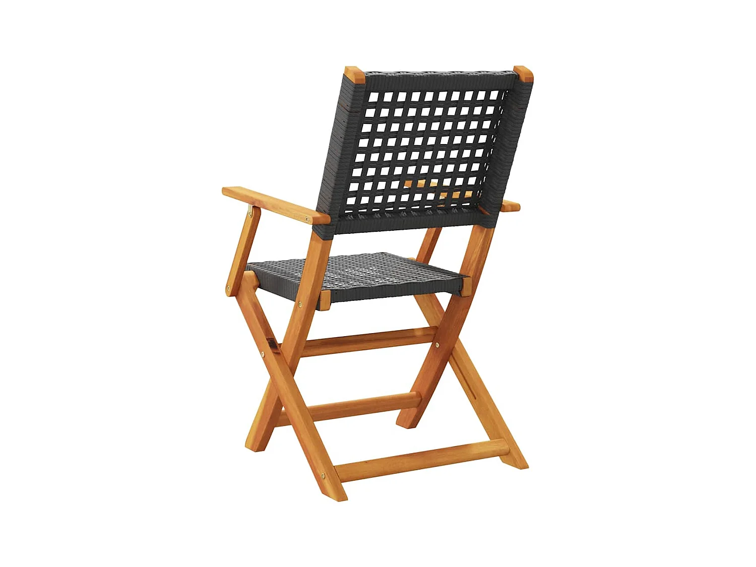 Opvouwbare tuinstoelen set van 6 zwarte polyrotan massief hout