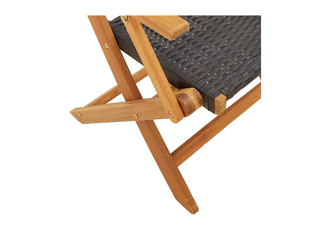 Opvouwbare tuinstoelen set van 6 zwarte polyrotan massief hout