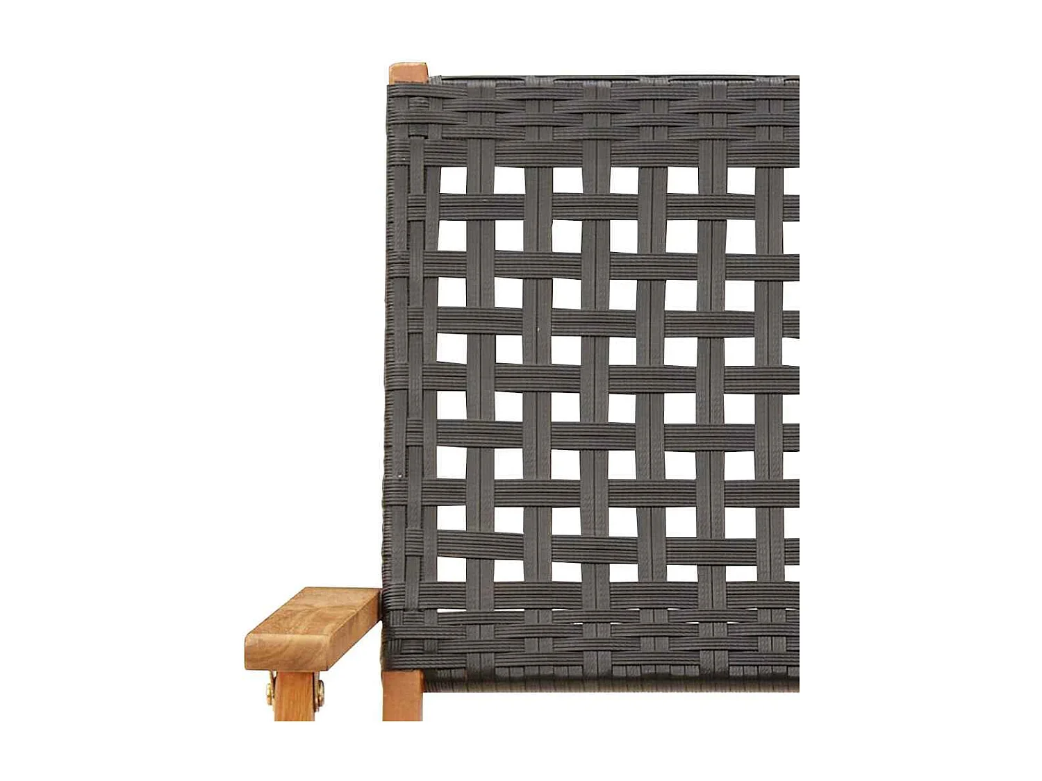 Juego de 6 sillas de jardín plegables de ratán sintético negro de madera maciza