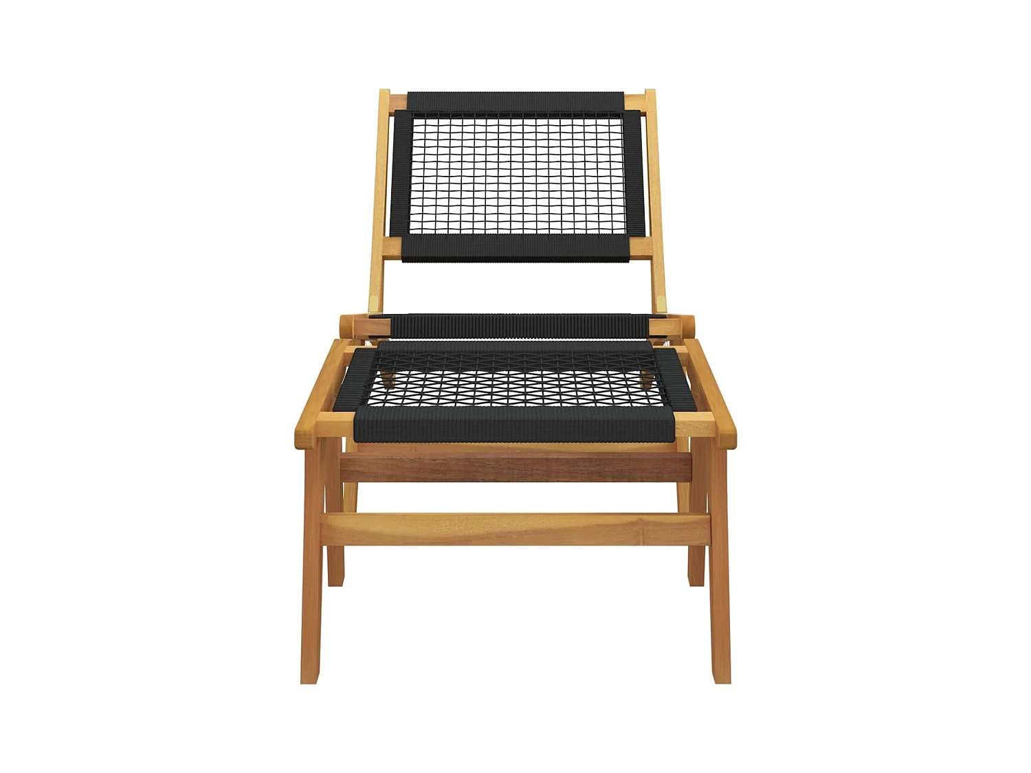 Tuinstoel en voetenbankje Massief teakhout en polyester