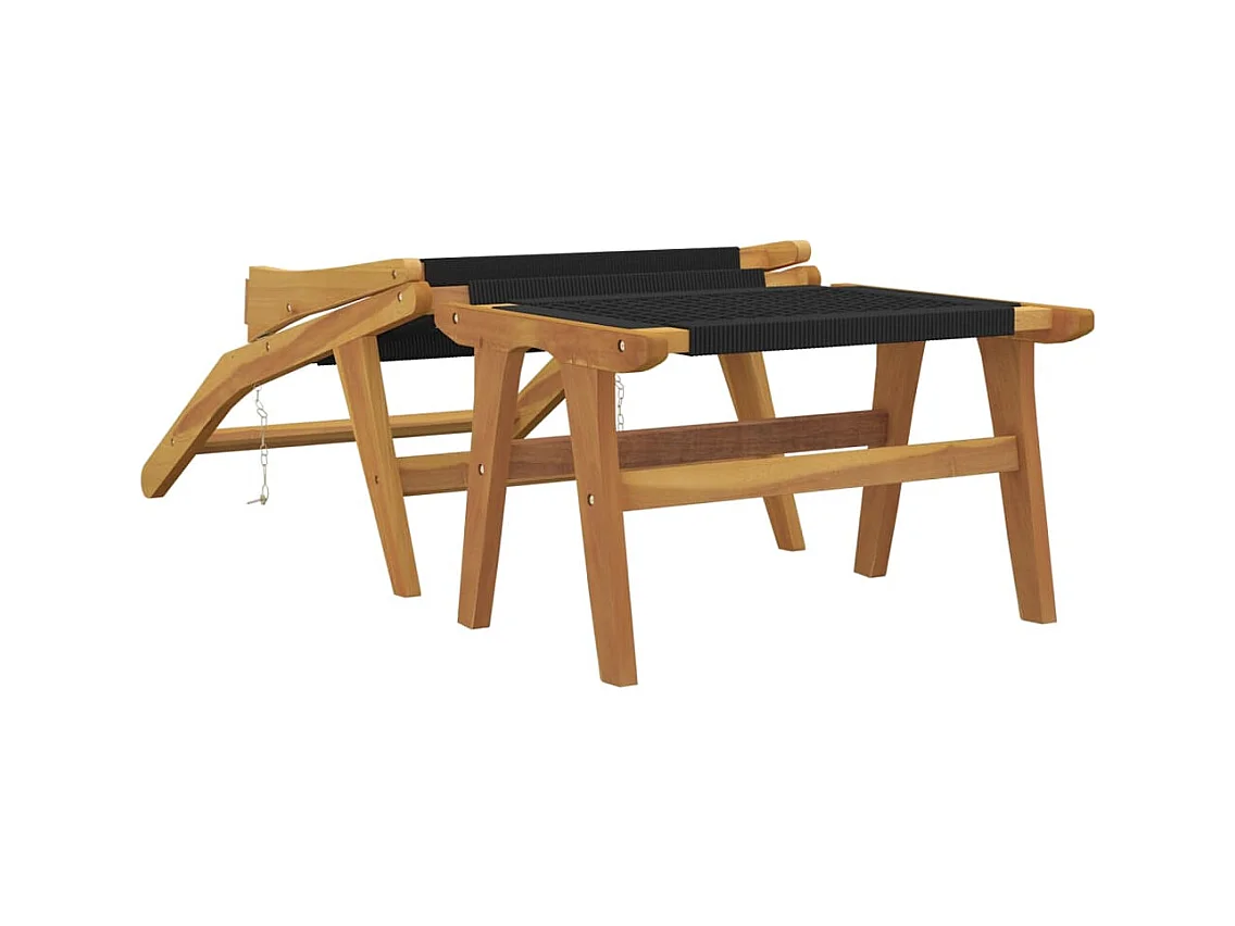 Tuinstoel en voetenbankje Massief teakhout en polyester