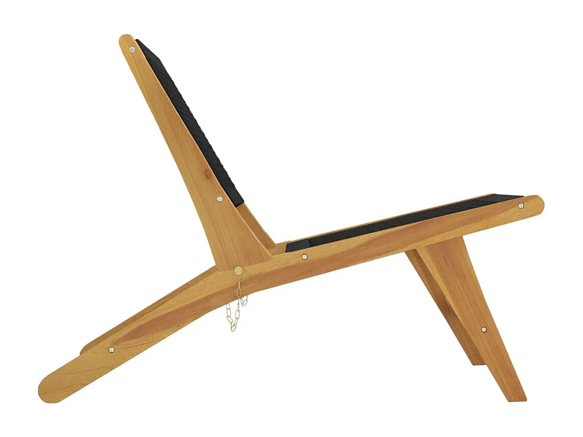 Chaise de jardin et repose-pieds Bois teck solide et polyester