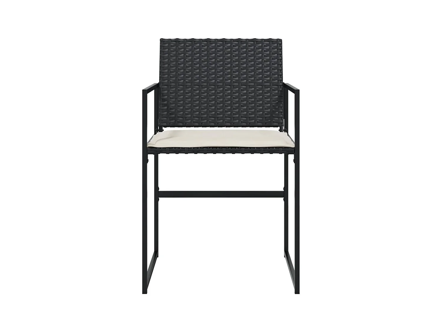 Chaises de jardin lot de 4 avec coussins noir résine tressée