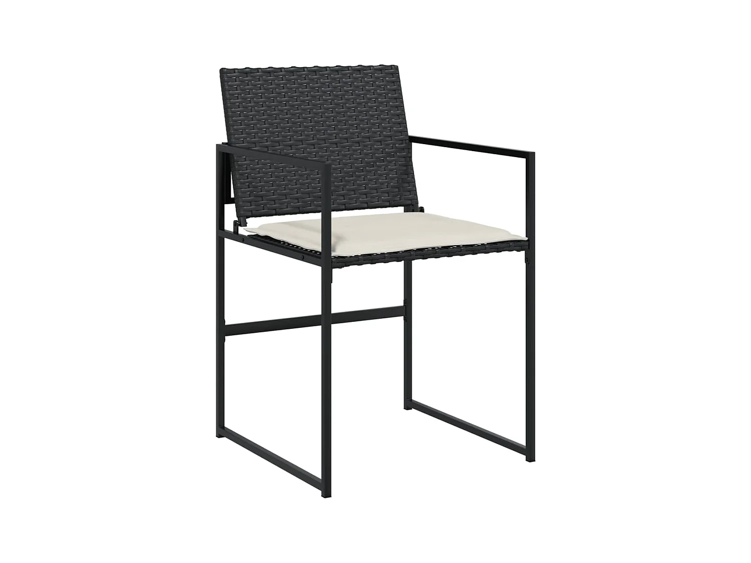 Chaises de jardin lot de 4 avec coussins noir résine tressée