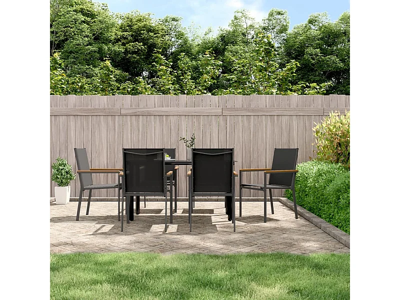 Tuinstoelen set van 6 zwart 55x61,5x90cm textiel en staal