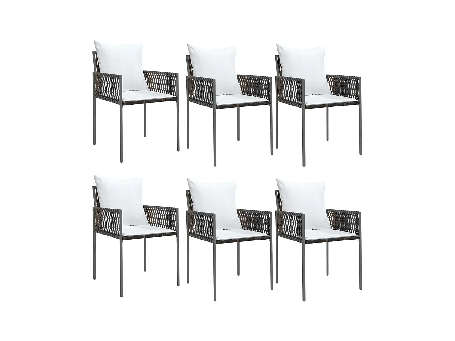 Chaises de jardin et coussins lot de 6 marron 54x61x83 cm rotin
