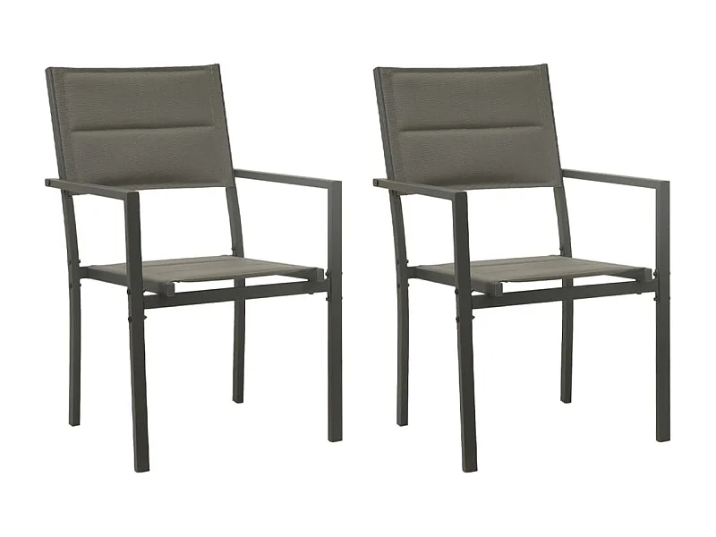 Set di 2 sedie da giardino in acciaio Textilene Grigio e antracite