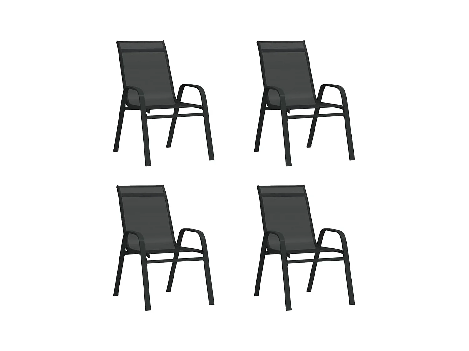 Chaises empilables de jardin lot de 4 Noir Tissu textilène
