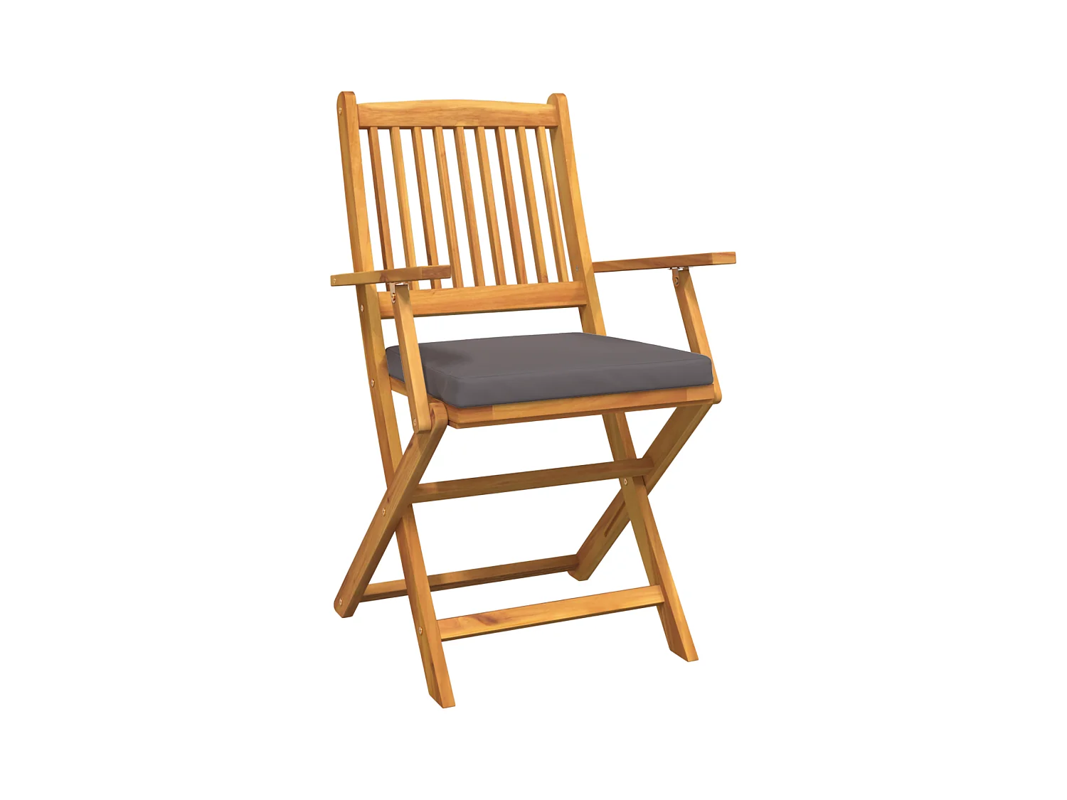 2-delige opvouwbare tuinstoelen met grijs kussen van massief acaciahout