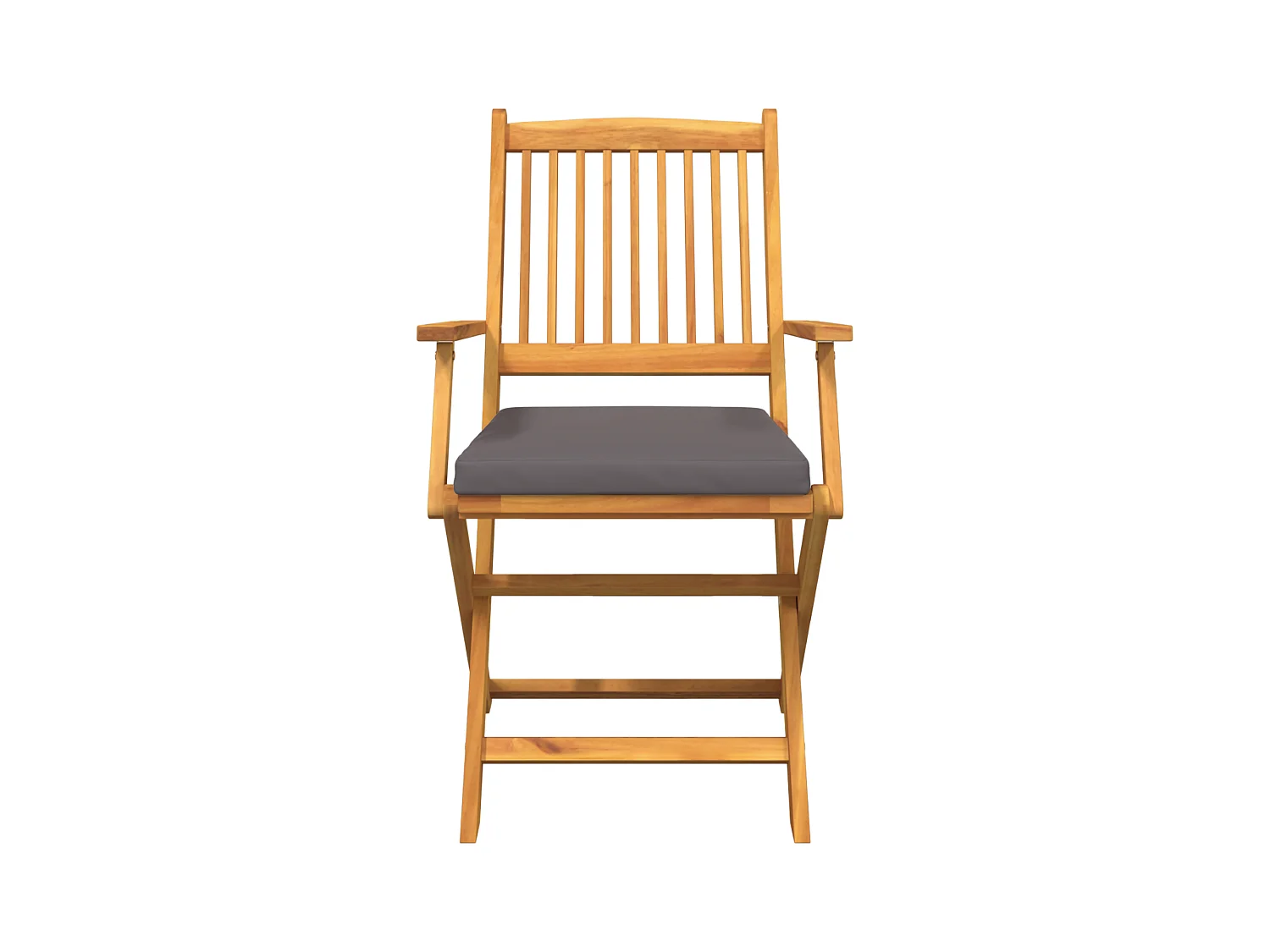 2-delige opvouwbare tuinstoelen met grijs kussen van massief acaciahout