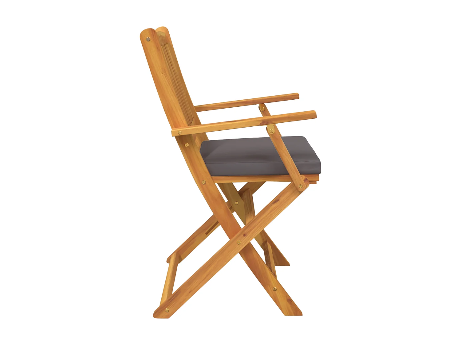 2-delige opvouwbare tuinstoelen met grijs kussen van massief acaciahout