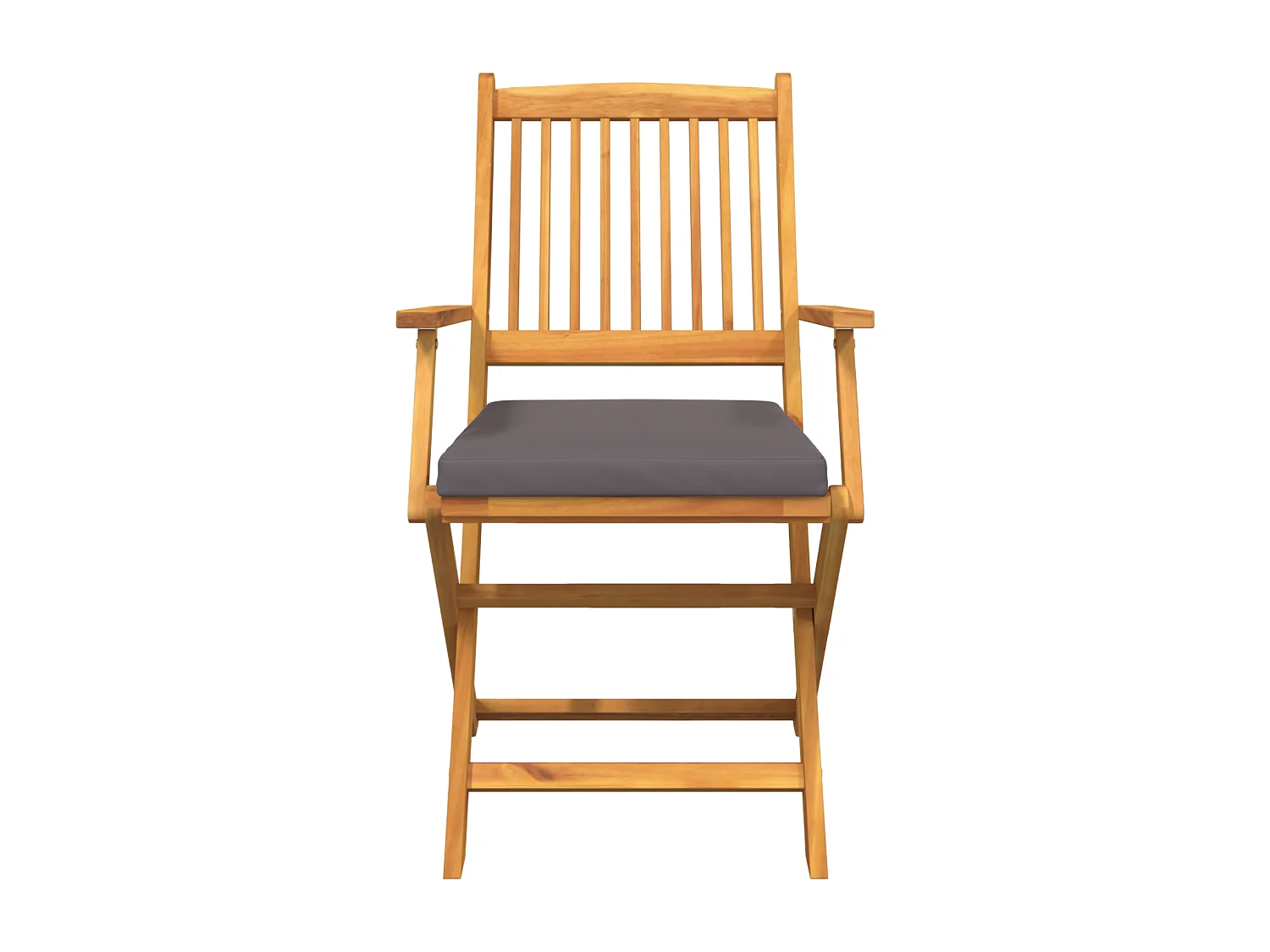 Chaises de jardin pliantes avec coussin gris 2 pièces en bois d'acacia solide