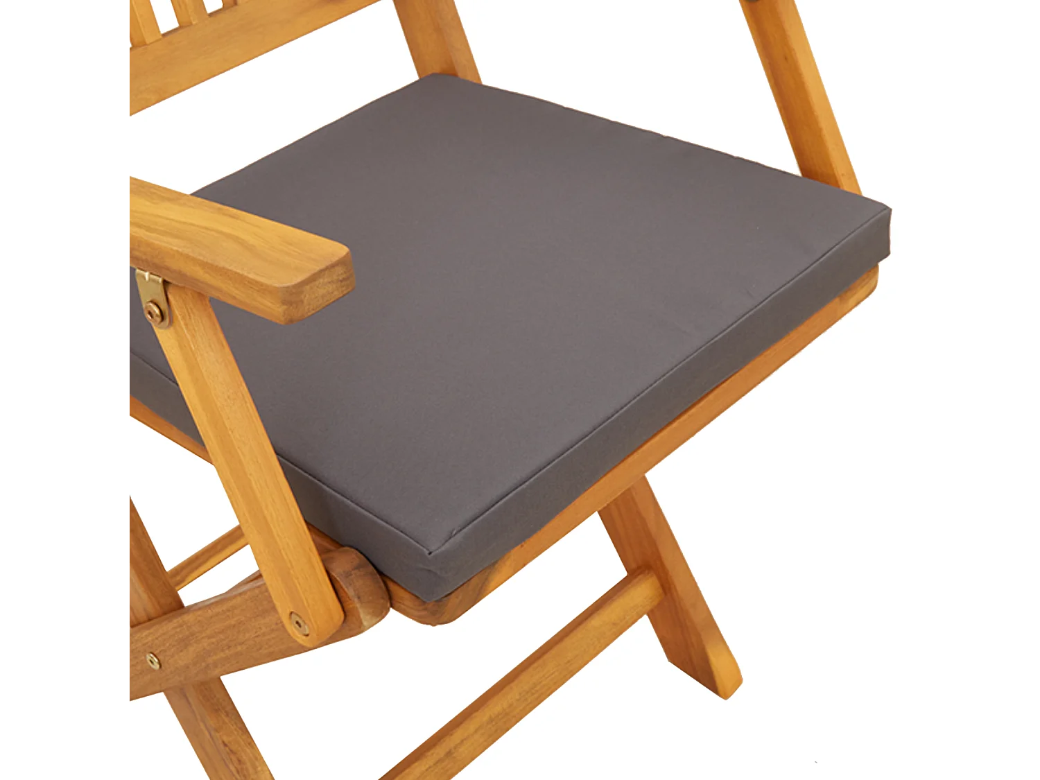 2-delige opvouwbare tuinstoelen met grijs kussen van massief acaciahout