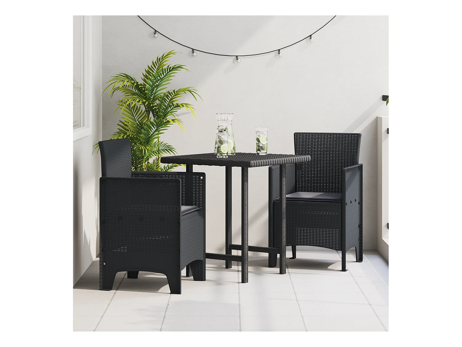 Chaises de jardin avec coussins 2 pcs Anthracite Poly Rattan