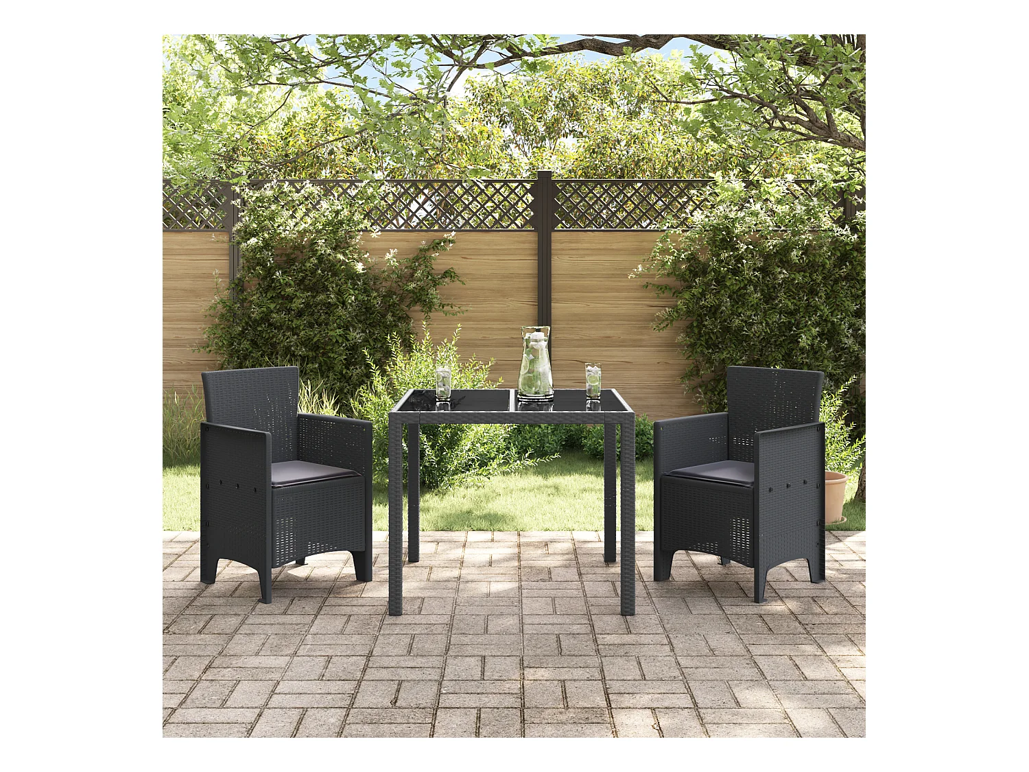 Chaises de jardin avec coussins 2 pcs Anthracite Poly Rattan